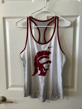 Nike White and Maroon USC Trojan Racerback Tank Top